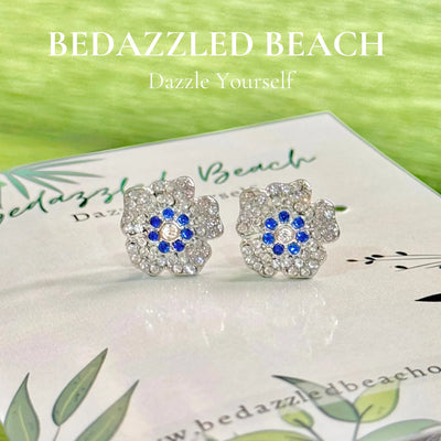 Blue Flower Statement Studs