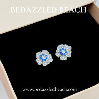 Blue Flower Statement Studs