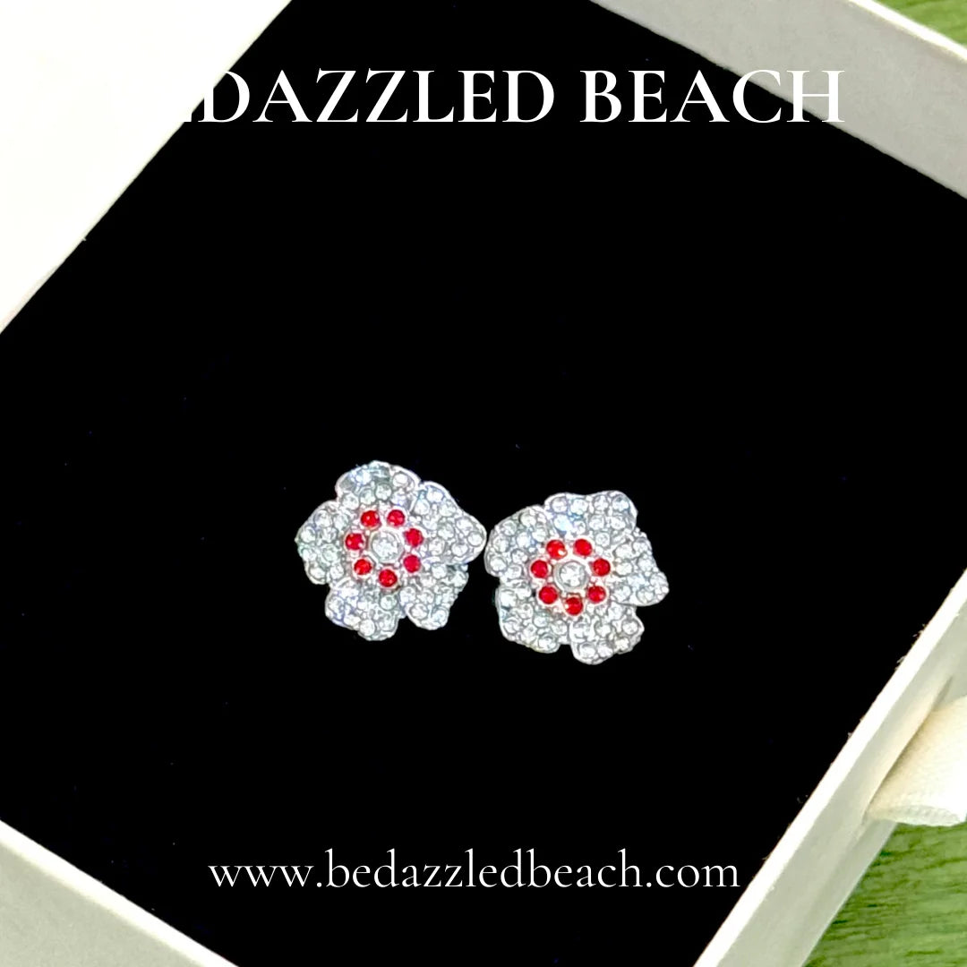 Red Flower Statement Studs