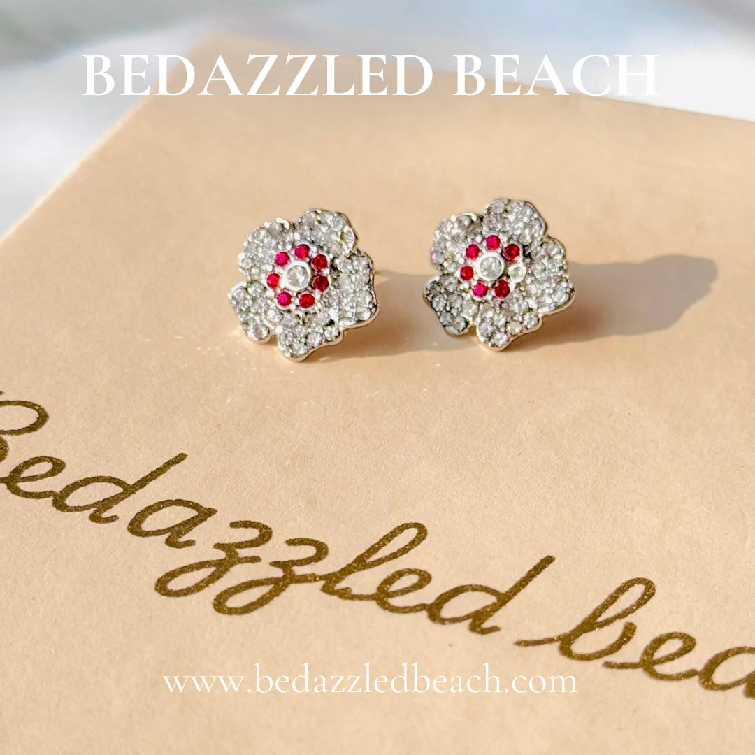 Red Flower Statement Studs