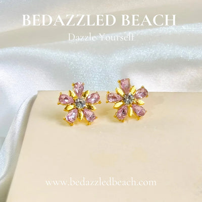 Delicate Pink Flower Studs