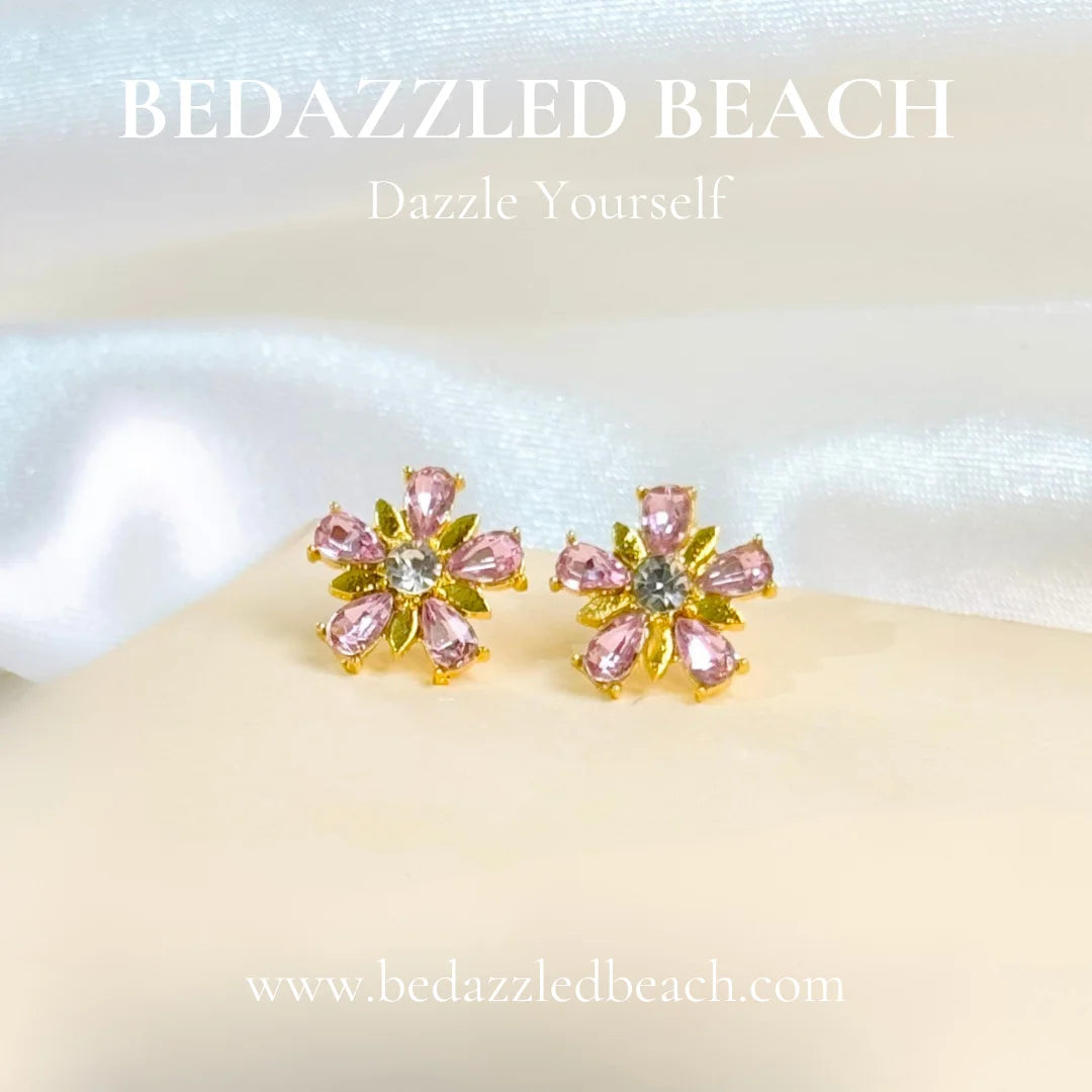 Delicate Pink Flower Studs