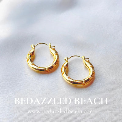 Gold Plated Pearl Hoops