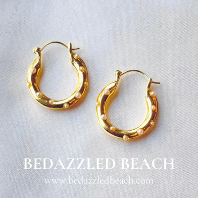 Gold Plated Pearl Hoops